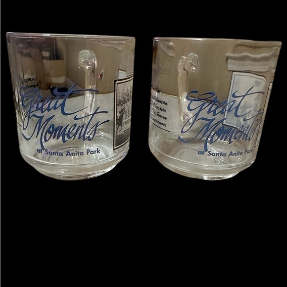 Rare Santa Anita Horse Racing Commemorative Glass Mug Set of 2 - Picture 3 of 9